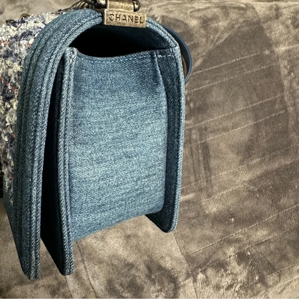 Chanel Boy Bag Blue Denim Tweed Limited Edition